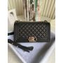 Medium Boy Chanel Handbag  in Grained leather 