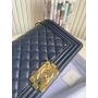 Medium Boy Chanel Handbag  in Grained leather 