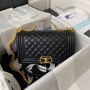 Boy Chanel Flap Bag with Handle in Lambskin 