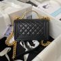 Small Boy Chanel Flap Bag with Handle in Lambskin 