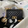 Small Boy Chanel Flap Bag with Handle in Lambskin 