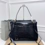 Balenciaga Rodeo Large Handbag Crocodile Embossed - Black